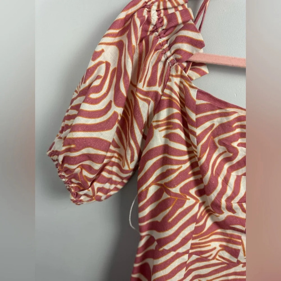 Karina Grimaldi Martha Cotton Blend Print Mini Dress in Sand Stone Zebra - Picture 6 of 7